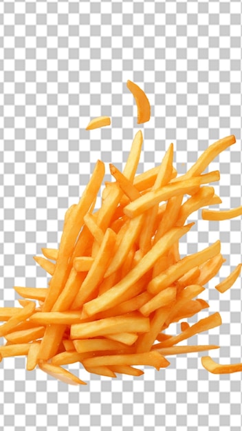 PSD frites volantes sur fond transparent