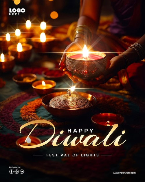 PSD fröhliche diwali-feier-plakatvorlage