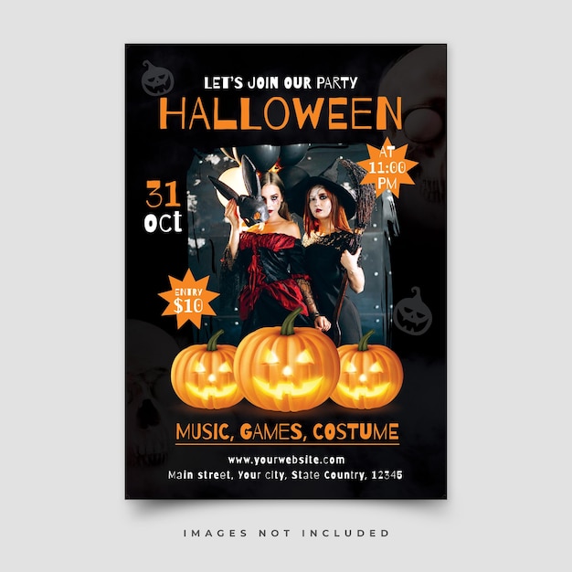 PSD fröhliche halloween-flyer-vorlage