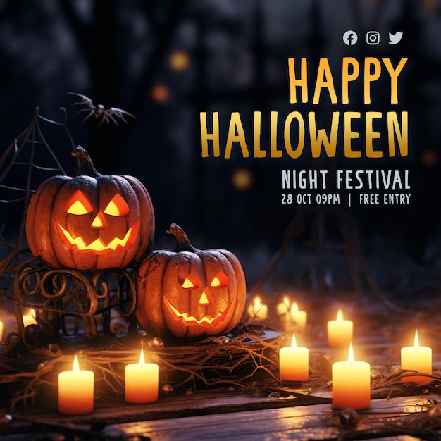 Fröhliche Halloween-Social-Media-Beitragsvorlage