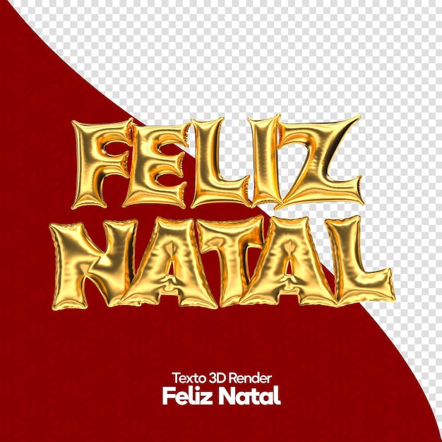 Fröhliche weihnachtsetikette in portugiesischen 3d-buchstaben für marketingkampagnen in brasilien