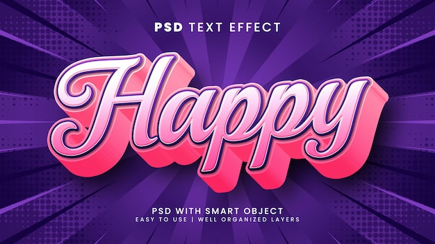 Fröhlicher 3D-Texteffekt mit Mädchen und schönem Textstil