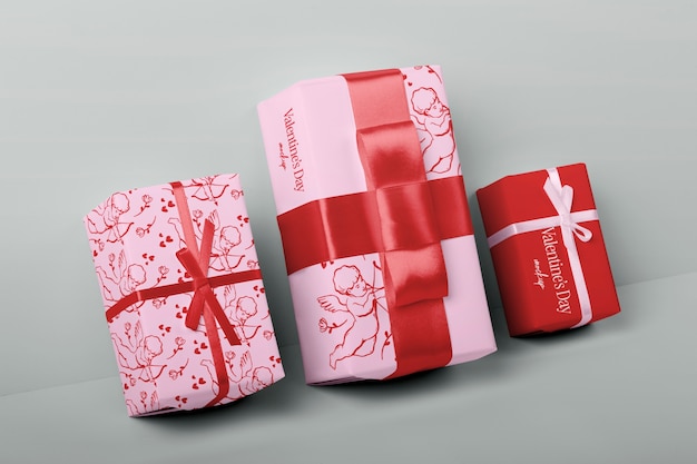 PSD fröhliches geschenk-mockup-design zum valentinstag