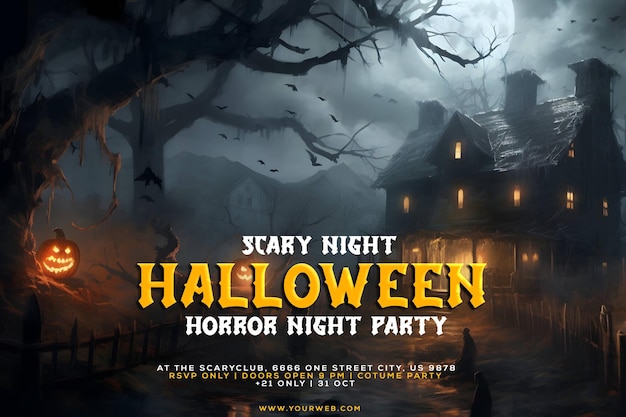 PSD fröhliches, gruseliges halloween-partybanner