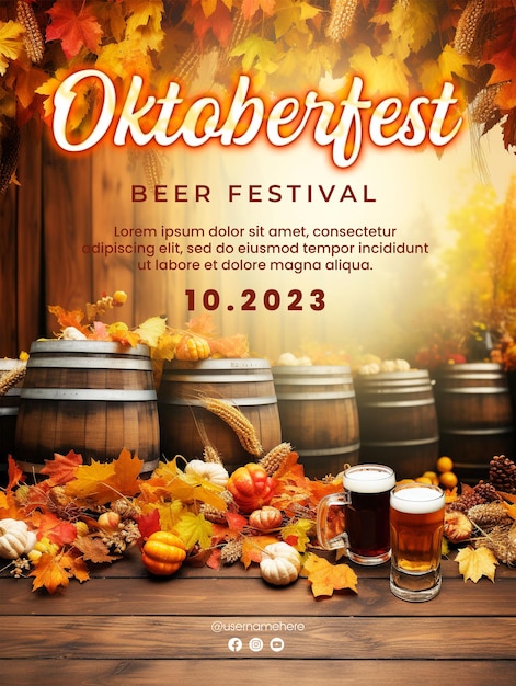 Fröhliches oktoberfest-bierfest-social-media-plakat