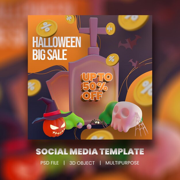 Frohe Halloween-Facebook-Postvorlage Premium PSD