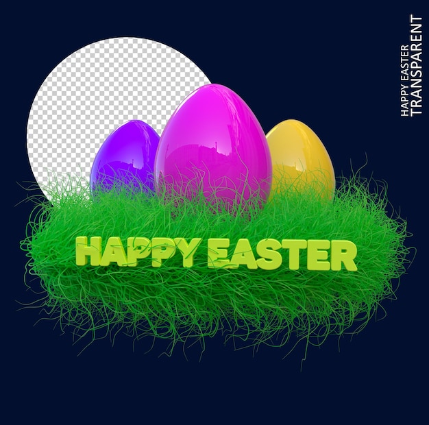 PSD frohe ostern, ostereier, 3d-rendering