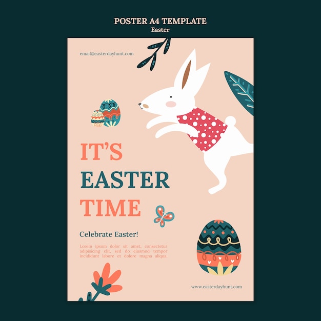 PSD frohe ostern-vorlage im flachen design