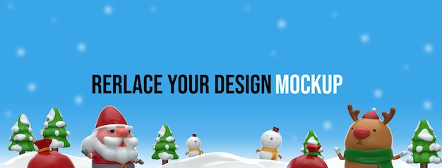 Frohe weihnachten 3d rendering mockup design