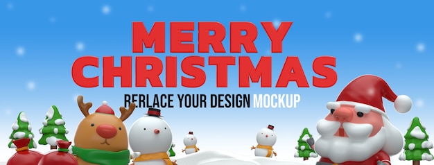 Frohe weihnachten 3d rendering mockup design