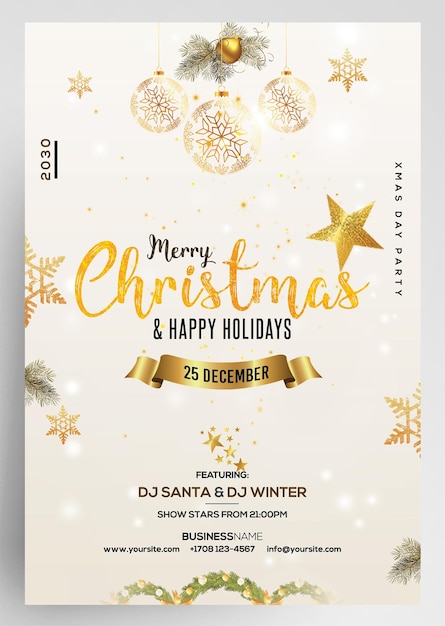 PSD frohe weihnachten-event-elegante flyer-vorlage