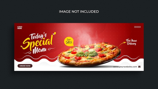 PSD frohe weihnachten köstliche pizza und essen menü facebook cover vorlage
