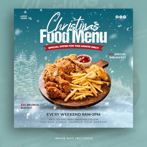 Frohe weihnachten restaurant social media post oder quadratisches flyer design