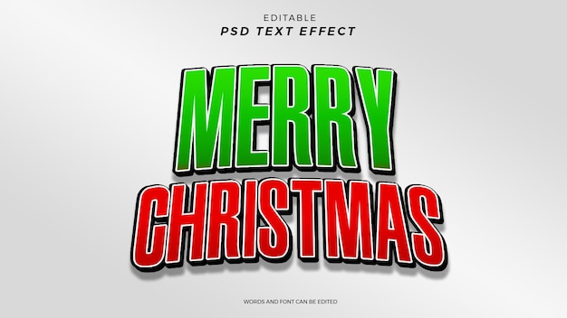 PSD frohe weihnachten texteffekt editierbares design