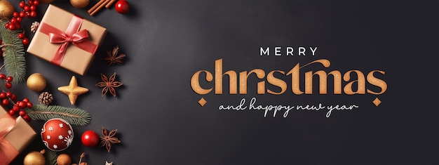 PSD frohe weihnachten und frohes neues jahr banner vorlage mit weihnachtsferien gruß banner vorlage