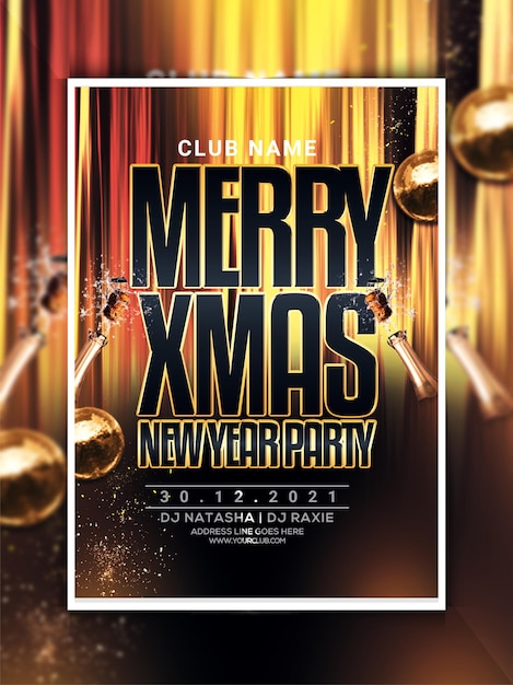 Frohe weihnachten und neujahrsfeier-party-flyer