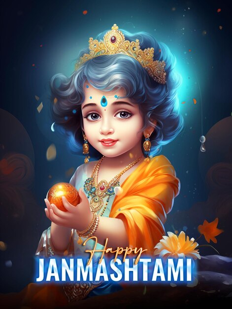 PSD frohes janmashtami-tagesgruß-design für social-media-beiträge