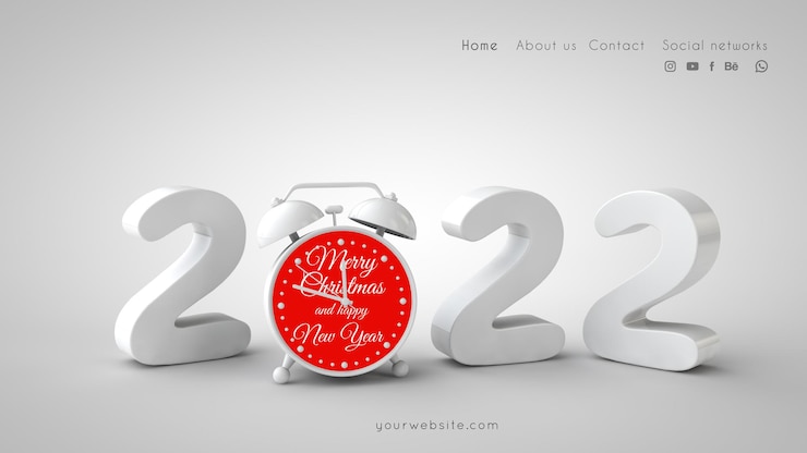 Frohes neues 2022-Jahr-Banner-PSD-Vorlage 3D-Rendering