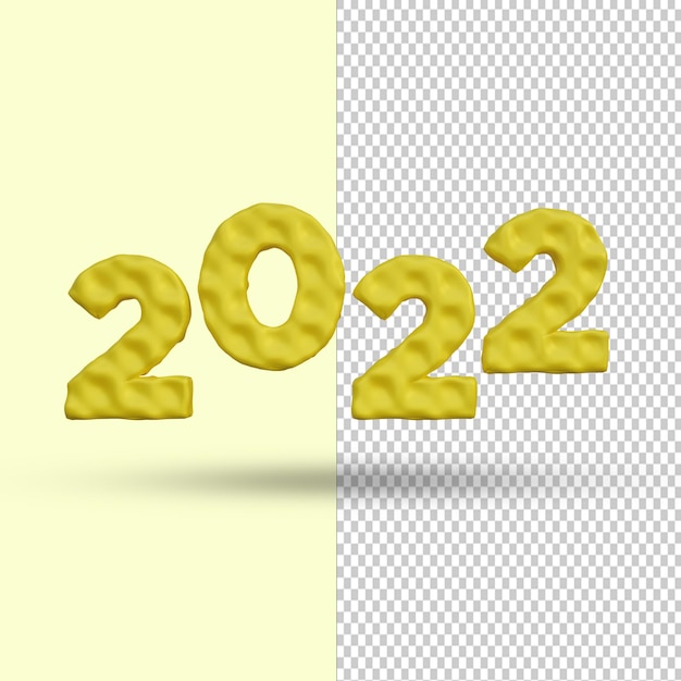 Frohes neues jahr 2022 3d-rendering-texteffekt premium psd