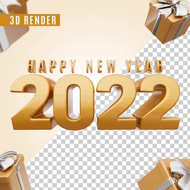 Frohes neues Jahr 2022 3D-Rendering