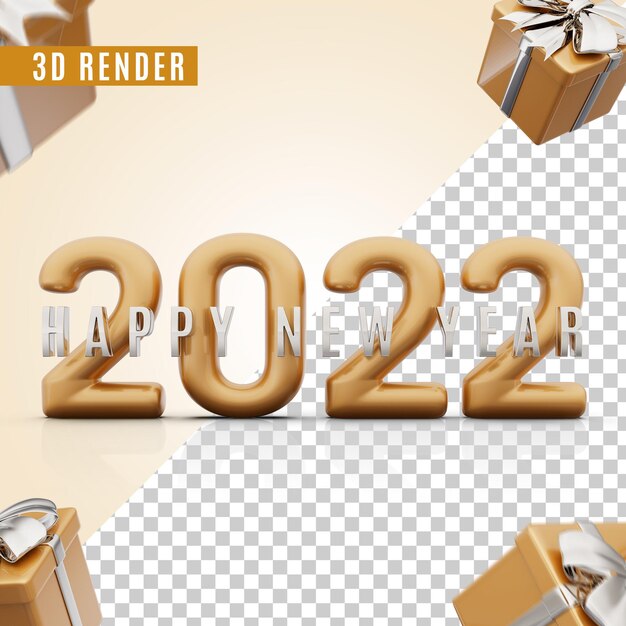 Frohes neues Jahr 2022 3D-Rendering