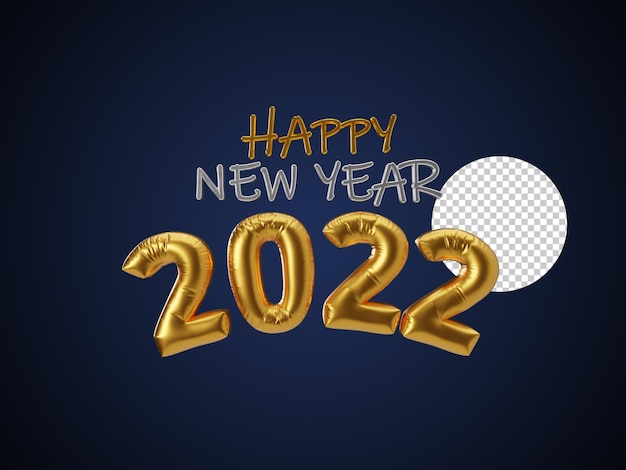 Frohes neues Jahr 2022 Ballon-Stil Text 3D-Rendering