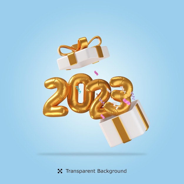 Frohes neues Jahr 2023 3D-Symbol-Darstellung