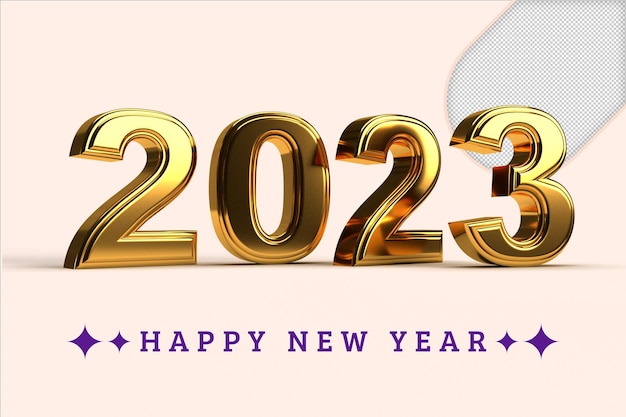 Frohes neues Jahr 2023 Golden 3D