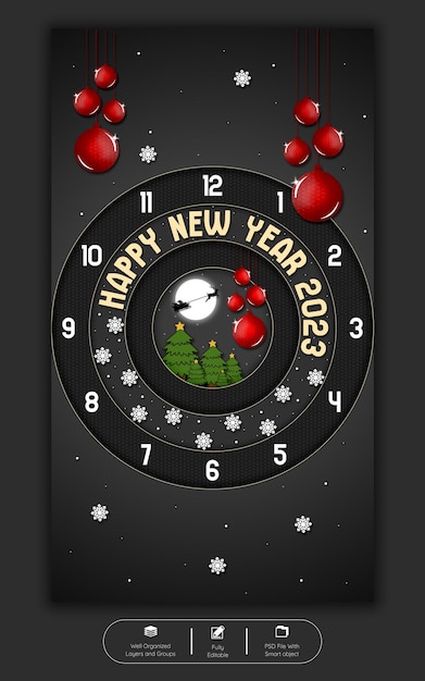 Frohes neues jahr 2023 instagram-story-vorlage