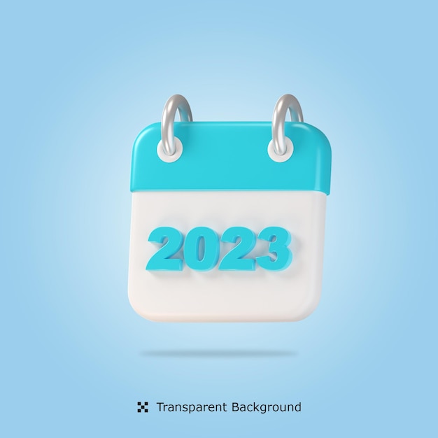 Frohes neues jahr 2023 kalender 3d-symbol illustration
