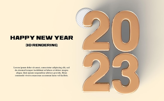 Frohes neues Jahr 2023 Nummer 2023 Gold 3D-Banner