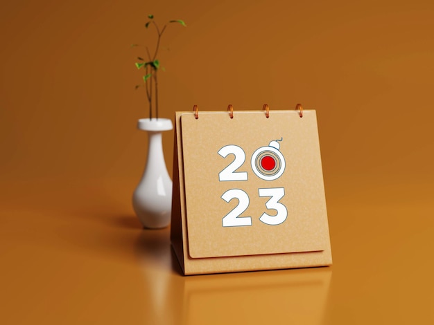 Frohes neues Jahr 3D gerenderter Kalender Mockup 2022