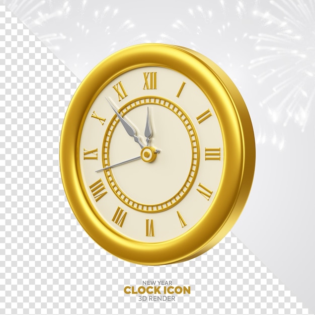 Frohes neues Jahr Uhr Icon 3D-Element