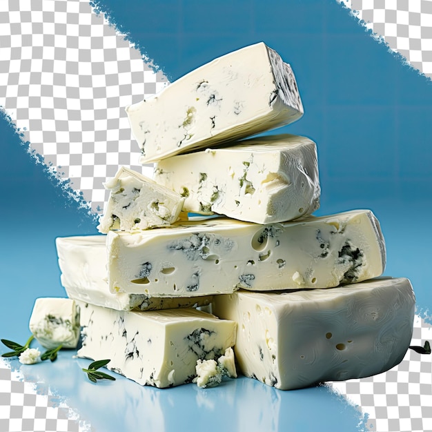 PSD fromage de couleur bleue sur fond transparent