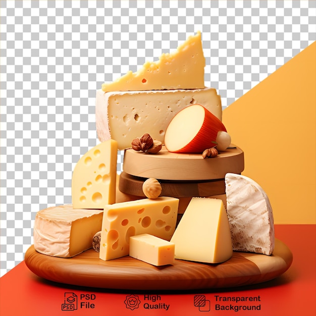 PSD le fromage sur une planche de bois isolée sur un fond transparent comprend un fichier png