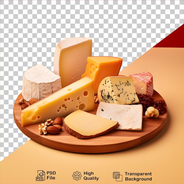 PSD le fromage sur une planche de bois isolée sur un fond transparent comprend un fichier png