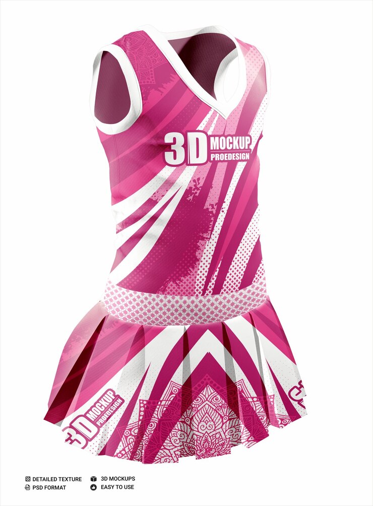 PSD front right side girls tennis jersey mockup