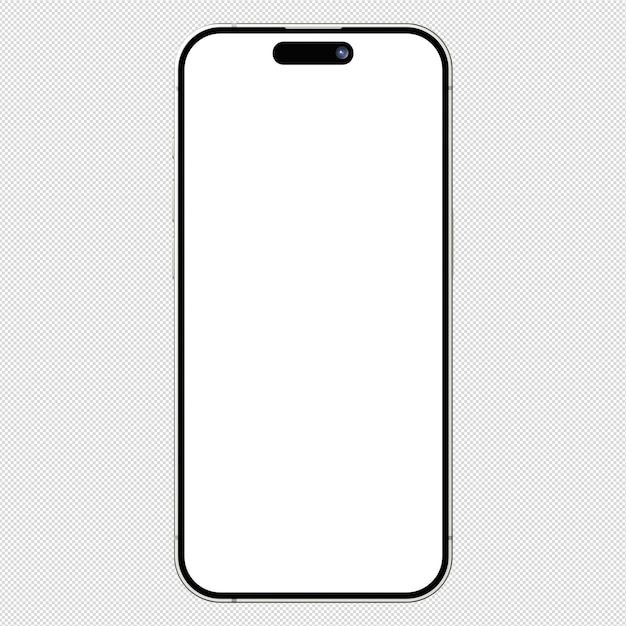 PSD front-side-foto eines weißen smartphones oder mobiltelefons ohne hintergrund vorlage für ein mockup