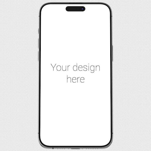 PSD front-view-mockup eines grauen smartphones, ähnlich wie das iphone 15 ohne hintergrund
