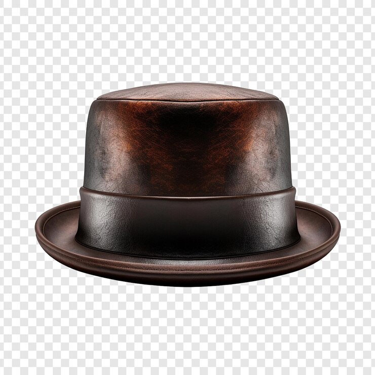 PSD front view of bowler or derby hat isolated on transparent background