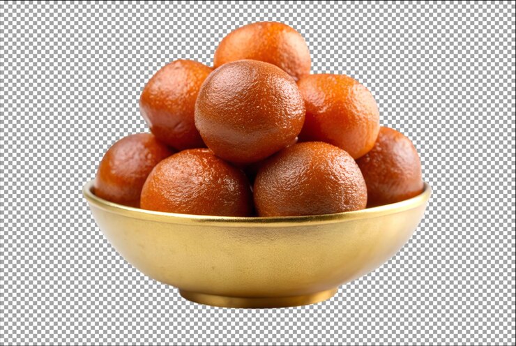 Front view of delicious looking gulab jamun treat