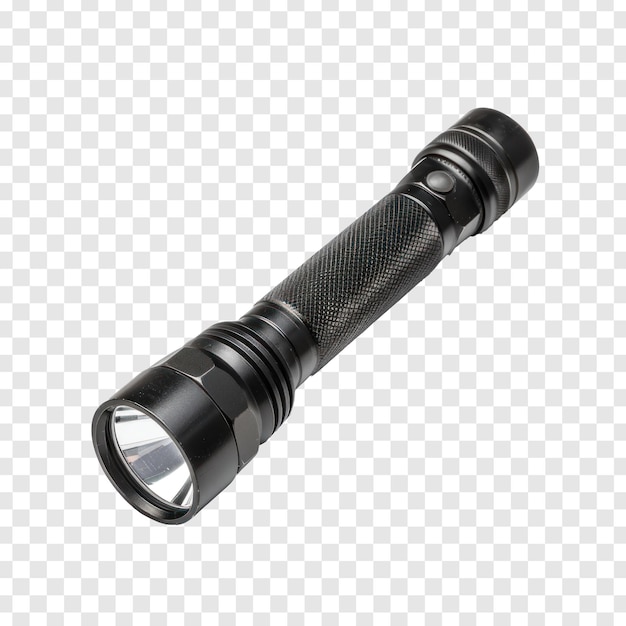 Frontansicht der Taschenlampe in voller Länge, Isolierung auf durchsichtigem Hintergrund