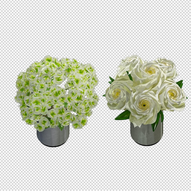Frontansicht einer Pflanze in einem Topf in 3D-Rendering