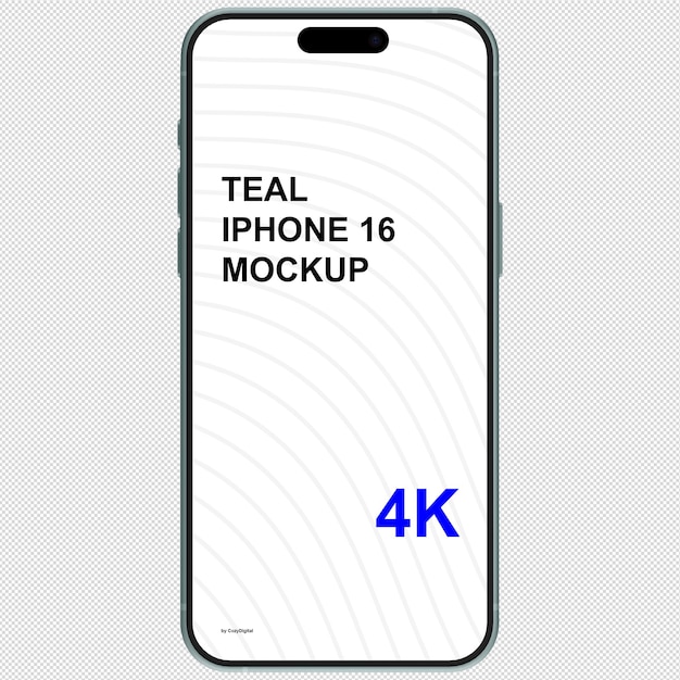 Frontansicht eines grünfarbenen Smartphone-Mockups, ähnlich wie iPhone 16 ohne Hintergrund