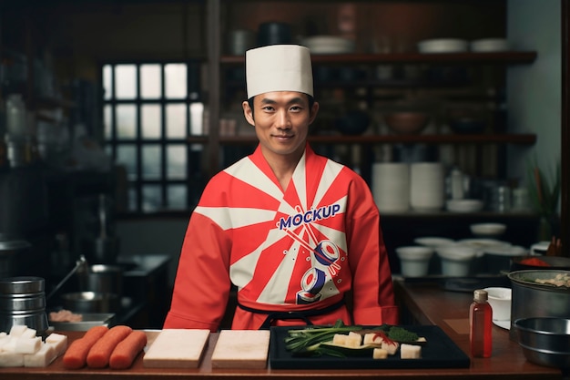 PSD frontansicht japanischer mann in uniform