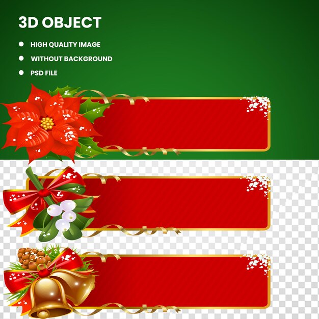 PSD fronteira de cartão de natal 3d