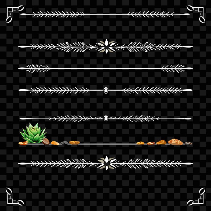 PSD fronteiras decorativas suculentas cactos pedras terrosas verdes e marrons deserto sudoeste estilo b