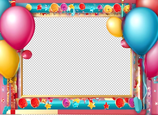 PSD frontera colorida con globos de fondo transparente psd