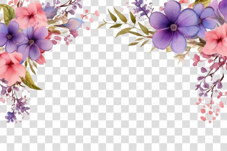 PSD frontera floral con fondo transparente