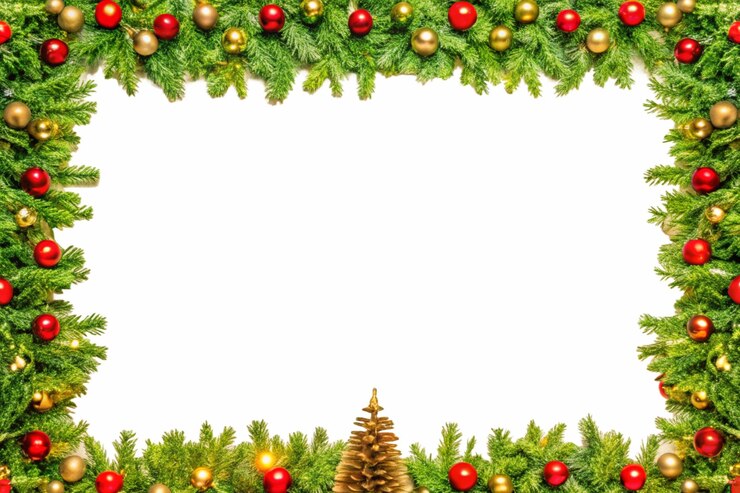 PSD frontera de plantas navideñas festivas